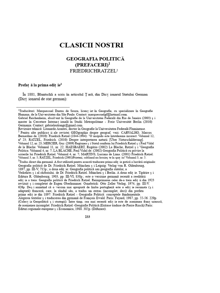 Ratzel - Geografia Politică | PDF