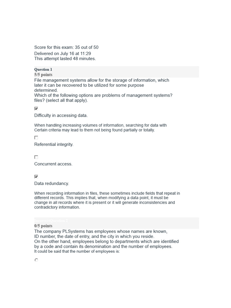 Score For This Exam - Database | PDF | Databases | Data Model