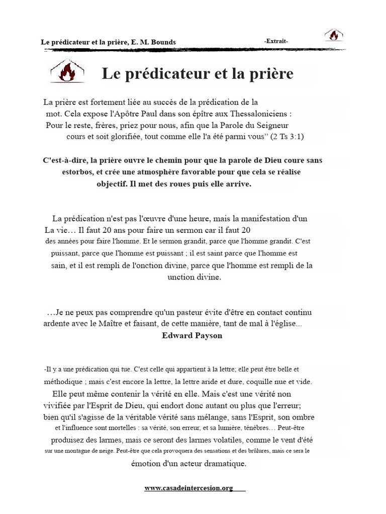 Prédication et Prière : Clés du Succès | PDF | Prière | Dieu