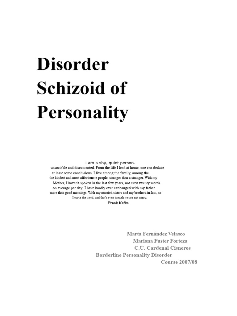 Understanding Schizoid Personality Disorder | PDF | Personality ...