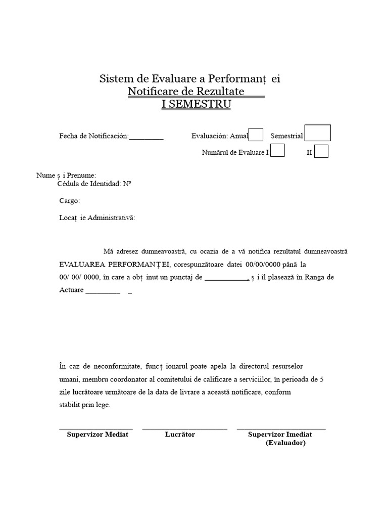 Notificare de Format de Evaluare | PDF
