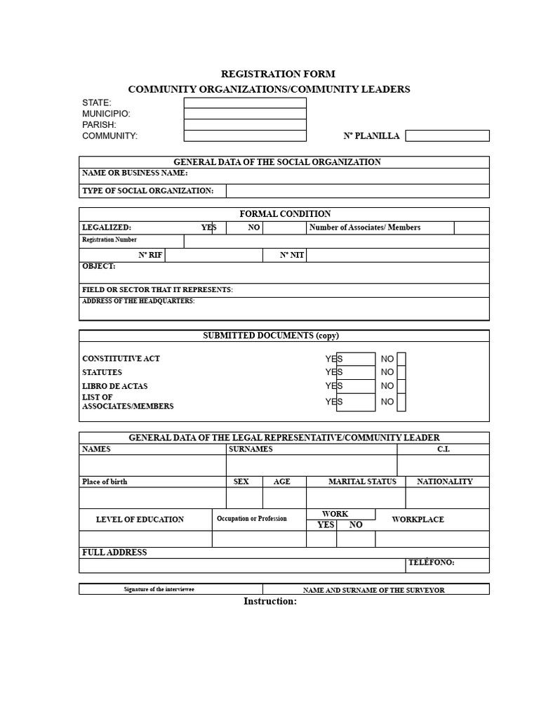 Community Organization Registration Form | PDF | Business