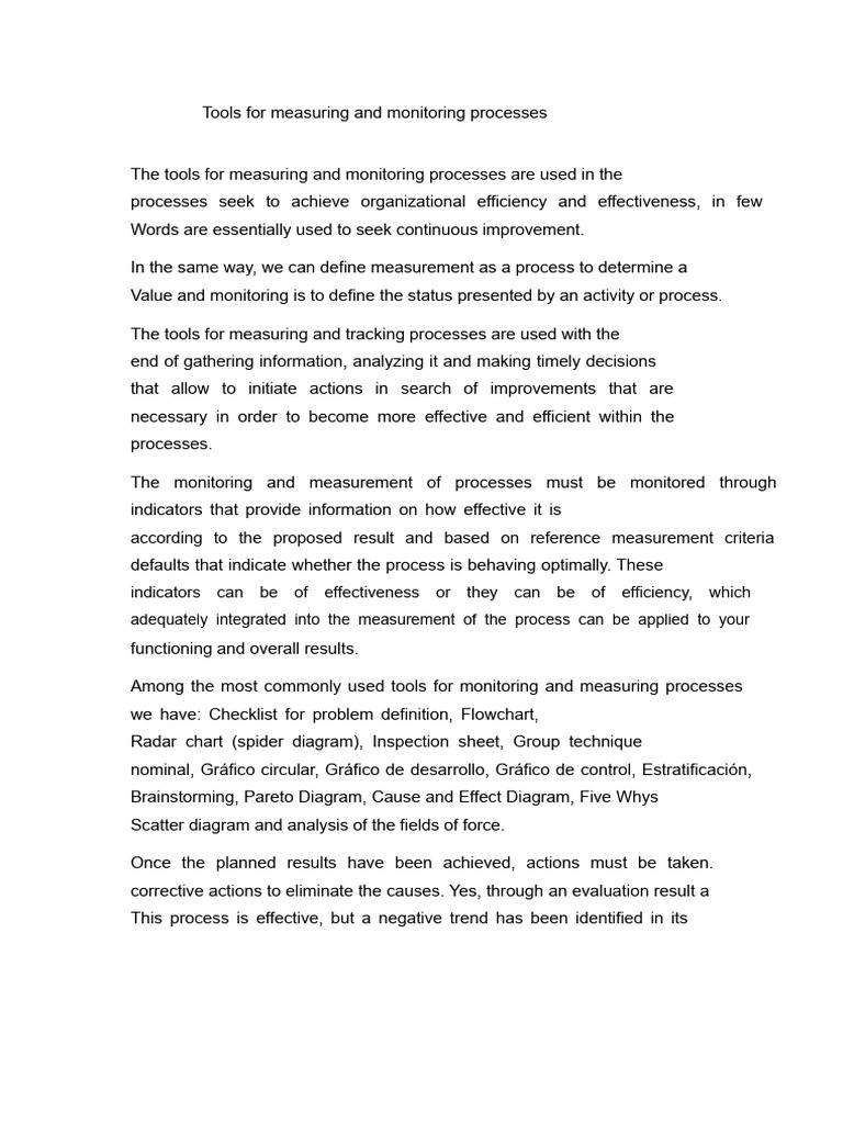 Tools For Measuring and Monitoring Processes | PDF