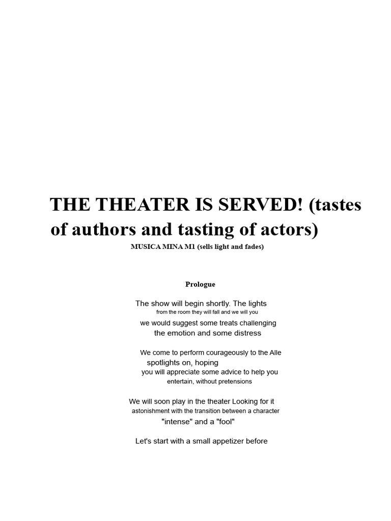 Theater Performance: A Taste of Drama | PDF