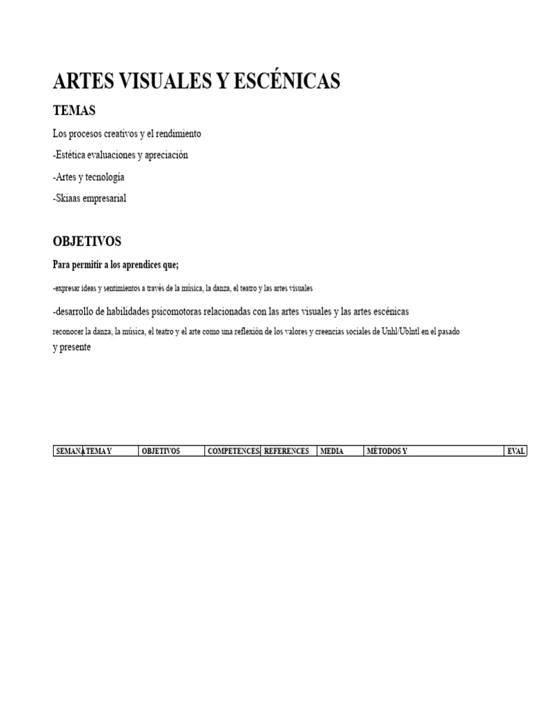 Artes Visuales y Escénicas: Creatividad y Evaluación | PDF | Bailes ...