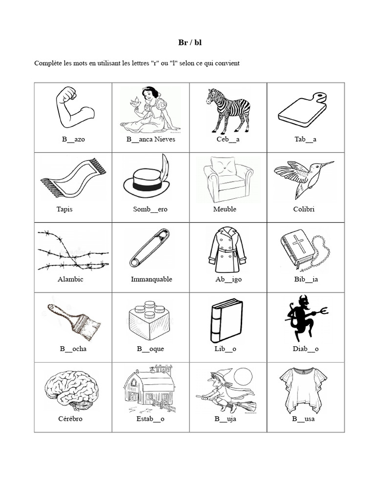 Exercices de complétion de mots 