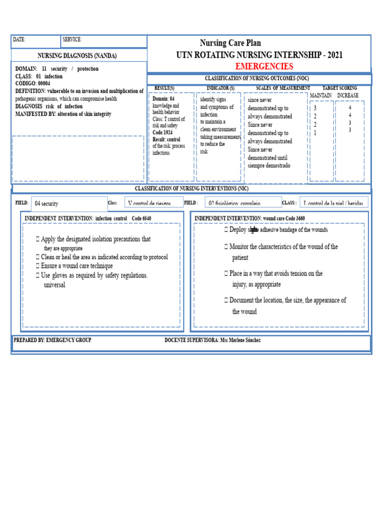 Nursing Care Plan for Infection Risk | PDF | Infection | Wound