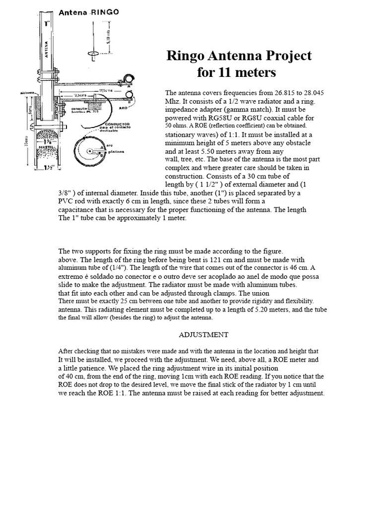 Ringo Antenna Design for 11 Meters | PDF | Antenna (Radio) | Electronics