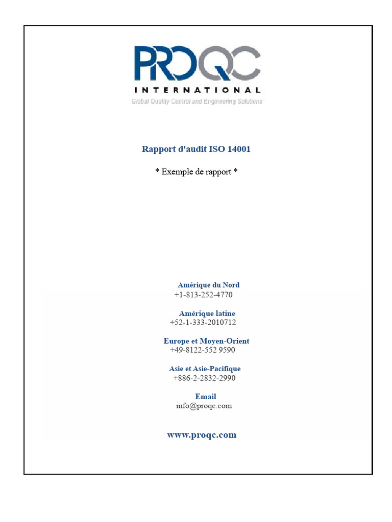 Rapport d'Audit ISO 14001: Évaluation Environnementale | PDF | Audit ...