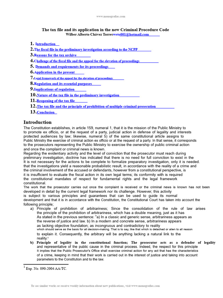 Fiscal File and Its Application New Code of Criminal Procedure | PDF ...