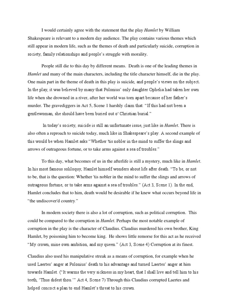 Hamlet's Modern Relevance and Themes | PDF | Hamlet | Plays Based On ...
