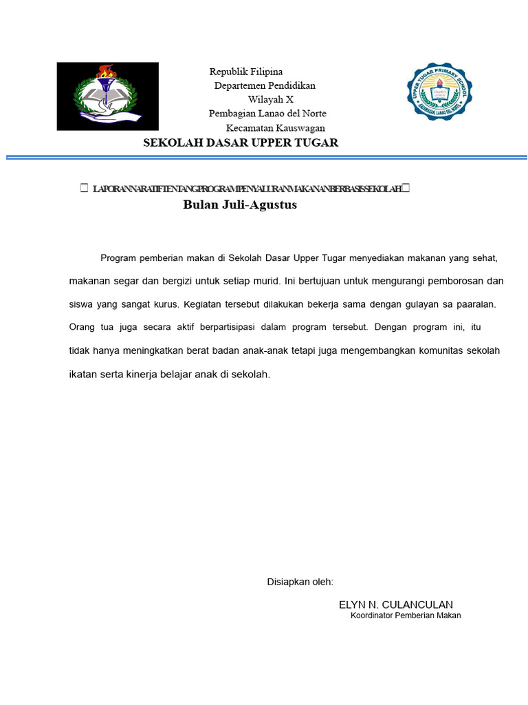 Program Makanan Sehat di SD Upper Tugar | PDF