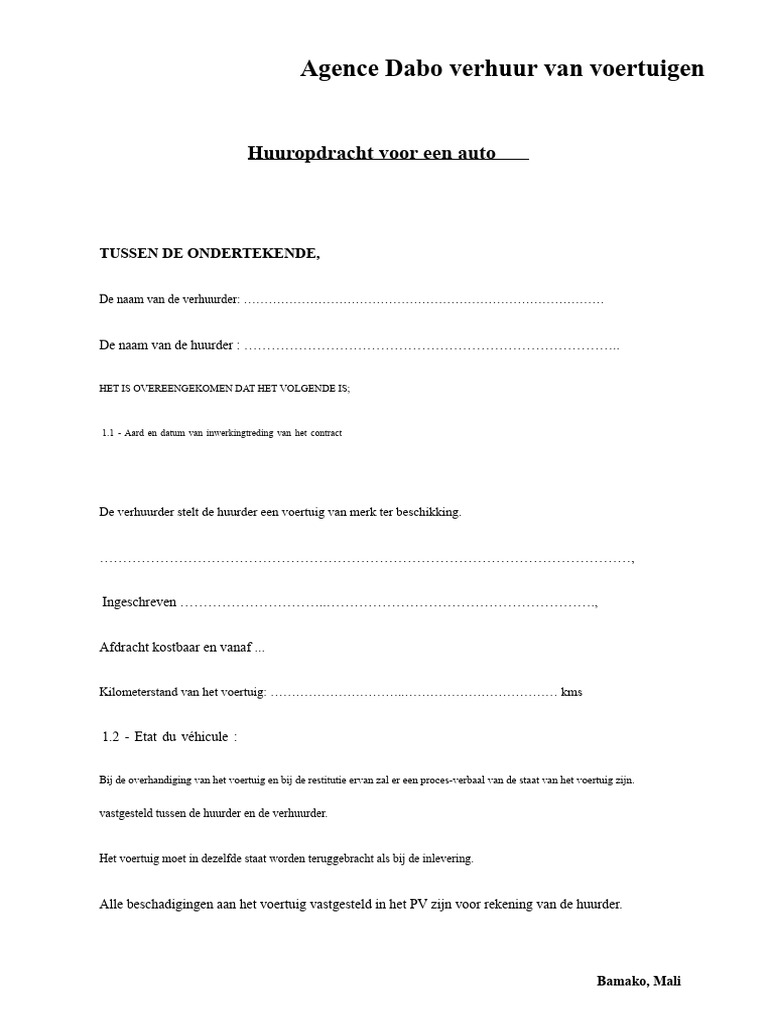 Huurautocontract | PDF