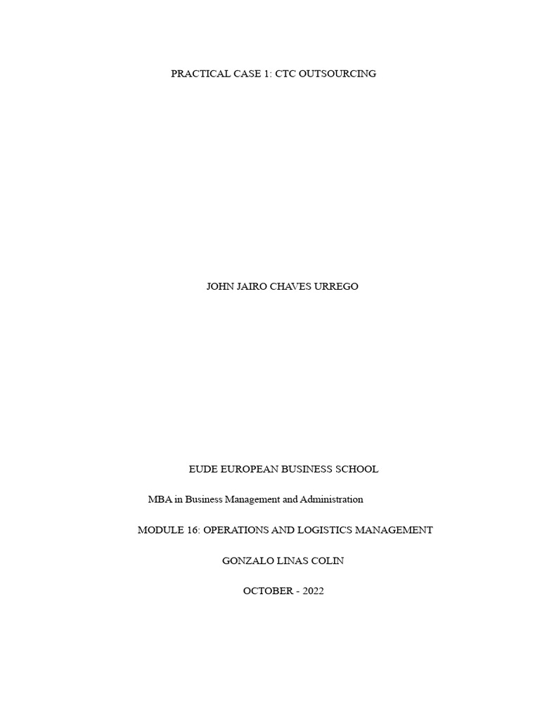 Practical Case 1 Operations and Logistics Management Eude | PDF ...