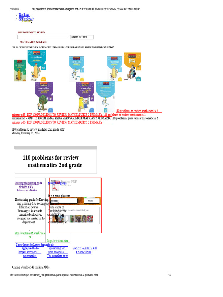 PDF 110 Problems For Review Mathematics 2nd Grade PDF | PDF | Computer ...