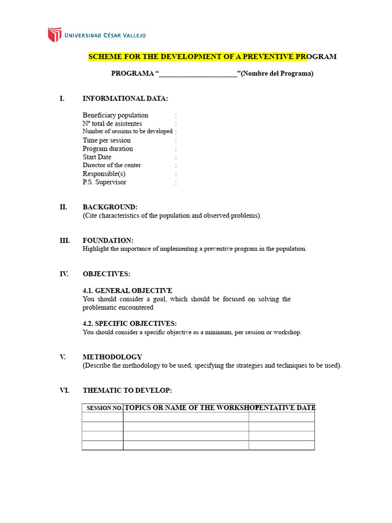 1 Scheme For The Elaboration of A Preventive Program | PDF