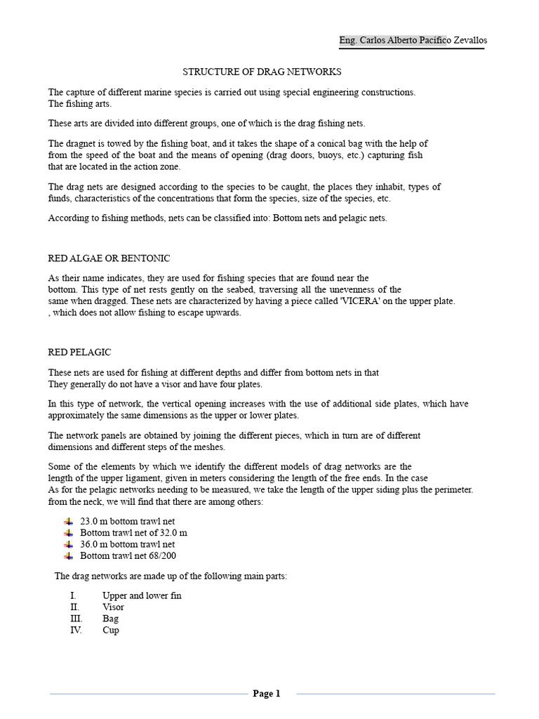 Structure and Types of Drag Nets | PDF | Trawling | Rope