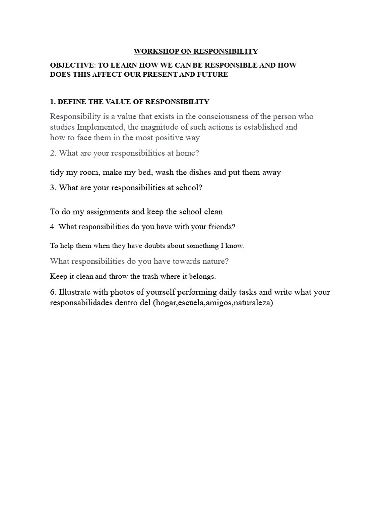 Understanding Personal Responsibility | PDF