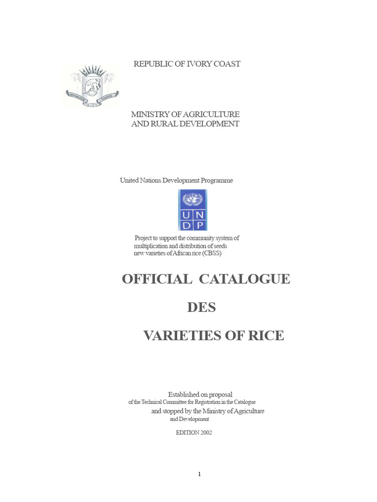Ivory Coast Rice Varieties Catalogue | PDF | Rice | Agriculture