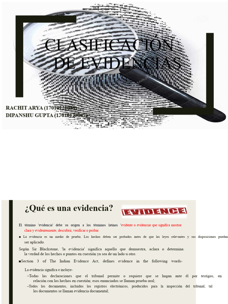 Tipos y Definición de Evidencia Legal | PDF | Testigo | Testimonio