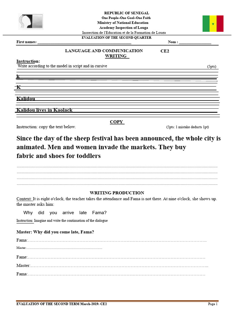 CE2 Second Trimester Evaluation Guide | PDF | Linguistics