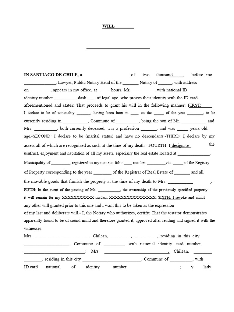 Will With Usufruct Model | PDF | Will And Testament | Notary Public