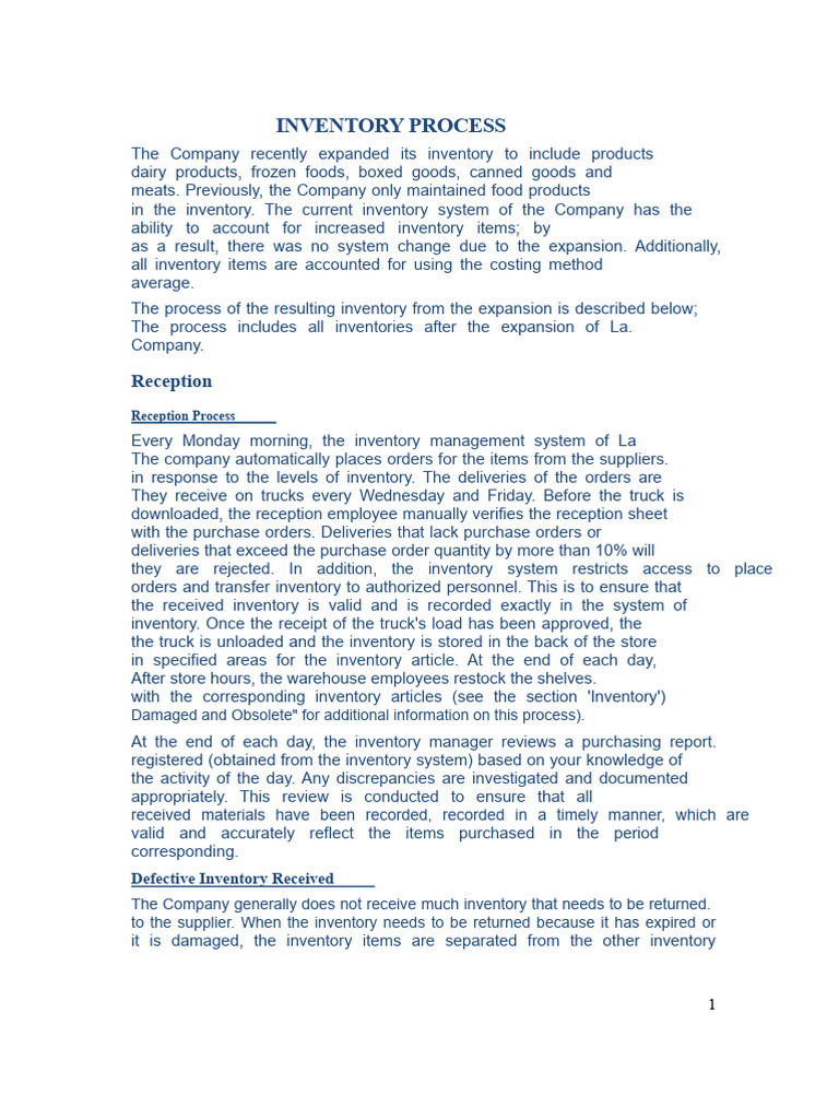 Inventory Management Process Overview | PDF | Inventory | Prices