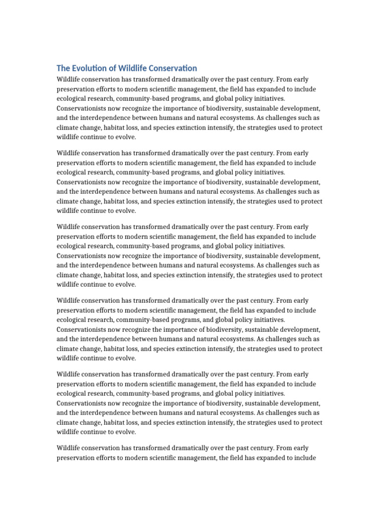 Wildlife Conservation 10 Page Document | PDF | Conservation Biology ...