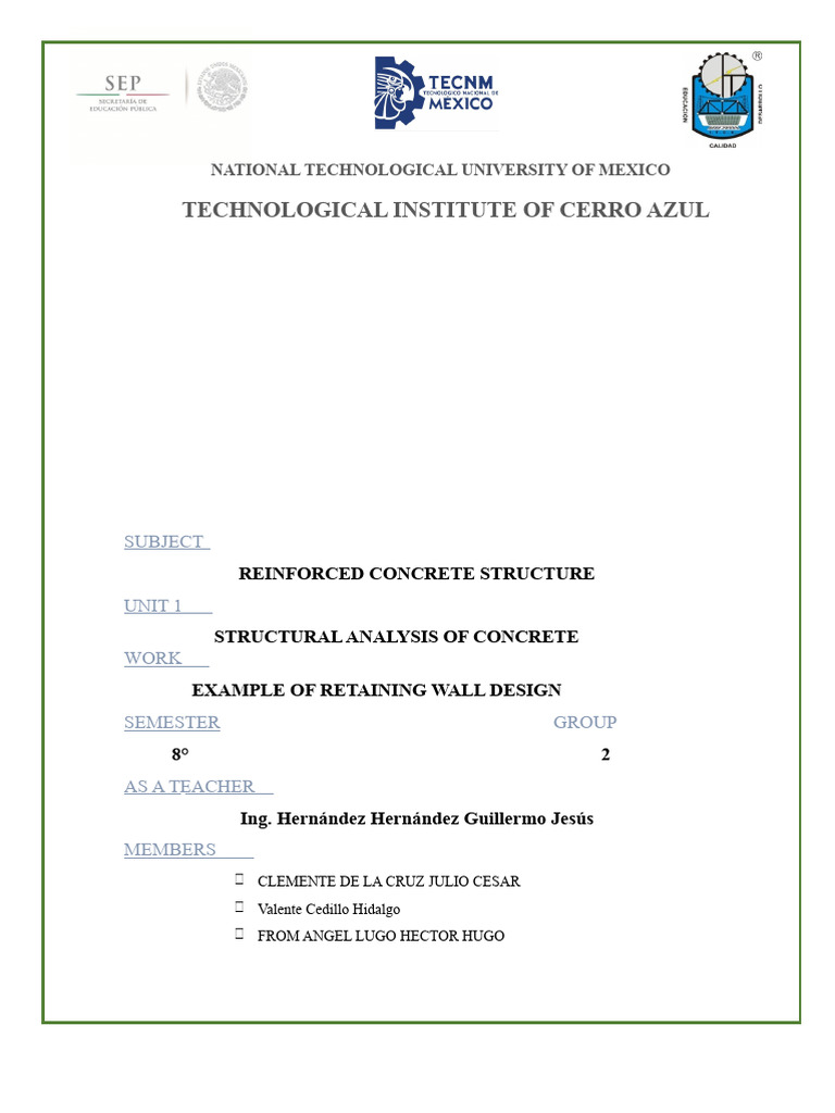 Retaining Wall Design in Concrete Engineering | PDF | Bending ...