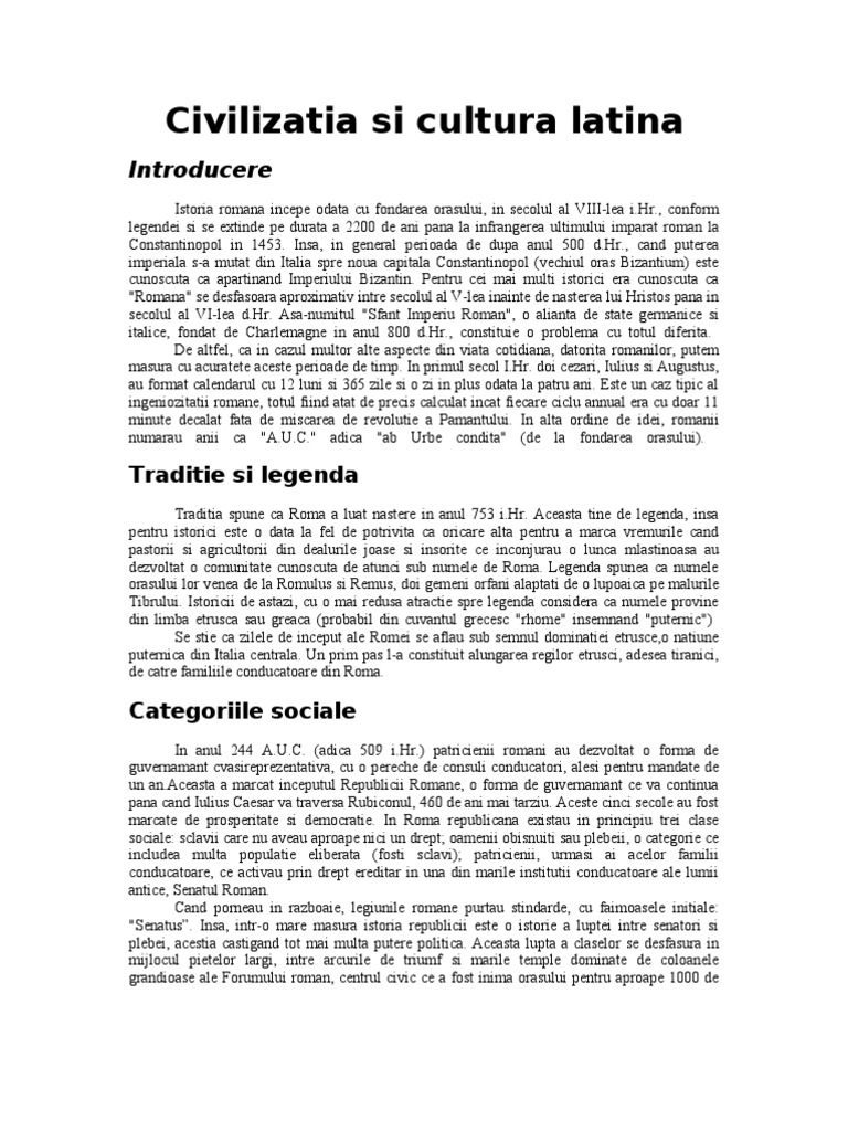 Cultura Latina Referat