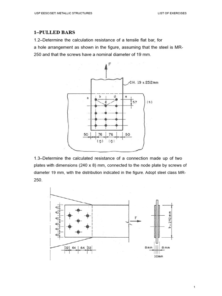 Metallic Structures Exercise List | PDF | Buckling | Truss