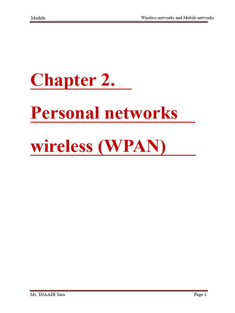 Overview of Wireless Personal Area Networks | PDF | Wireless Network ...