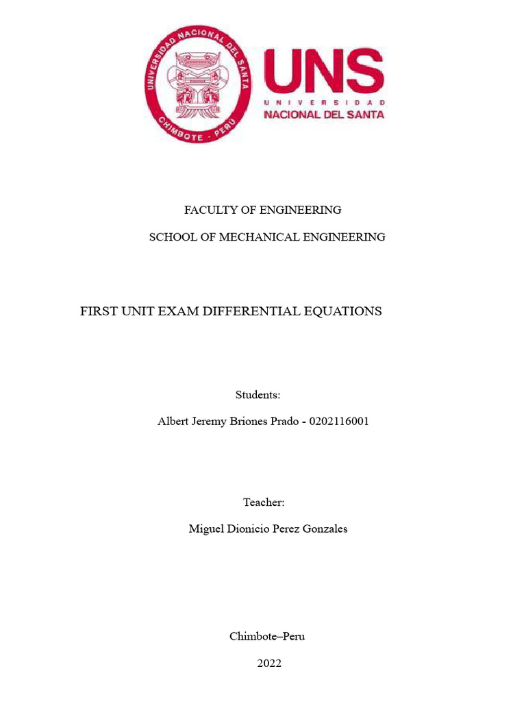 First Unit Exam Differential Equations | PDF