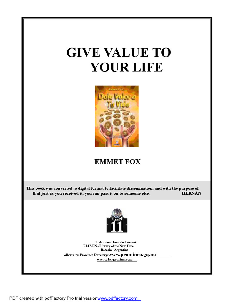 Fox, Emmet - Give Value to Your Life | PDF | Thought | Forgiveness