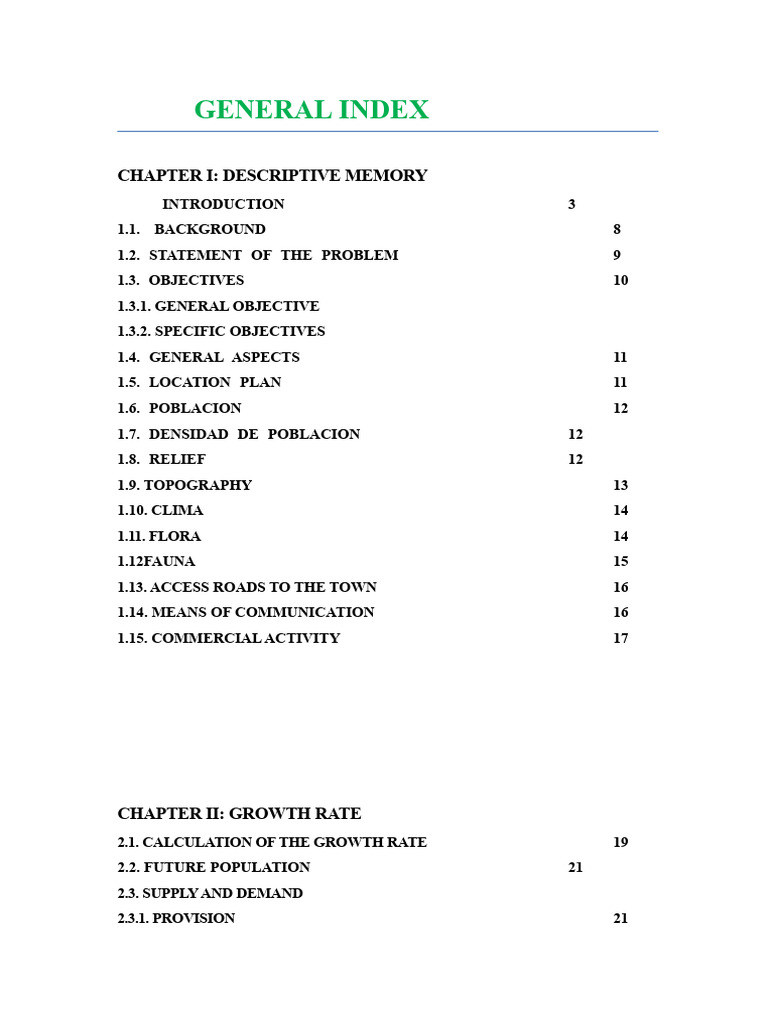 Example of A Project Index For Sanitary Systems | PDF | Sanitation ...