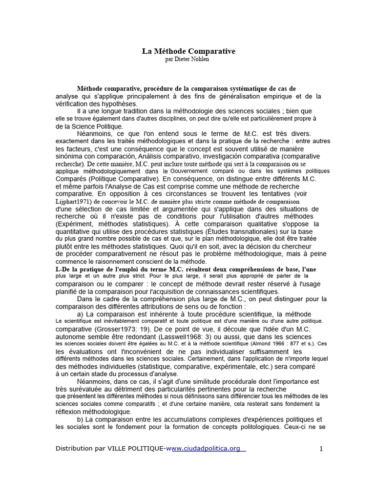 Méthode Comparative en Sciences Sociales | PDF | Science | Méthode ...