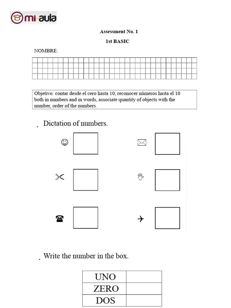 Test Numbers From 1 To 10 | PDF