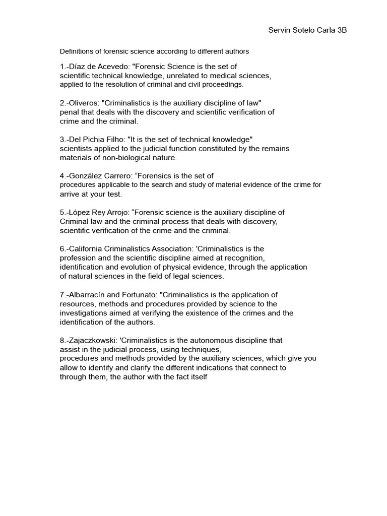 Forensic Science Definitions and Disciplines | PDF | Forensic Science ...