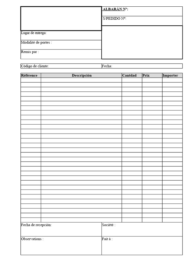 Modèle de Bon de Commande Standard | PDF
