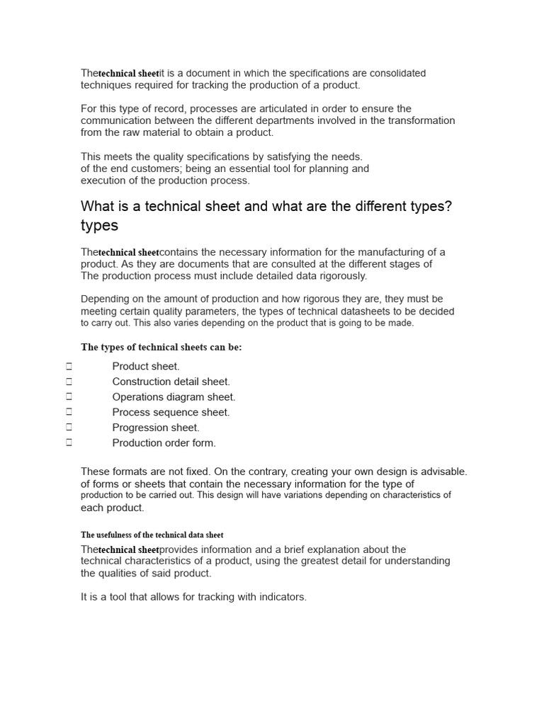 Understanding Technical Data Sheets | PDF