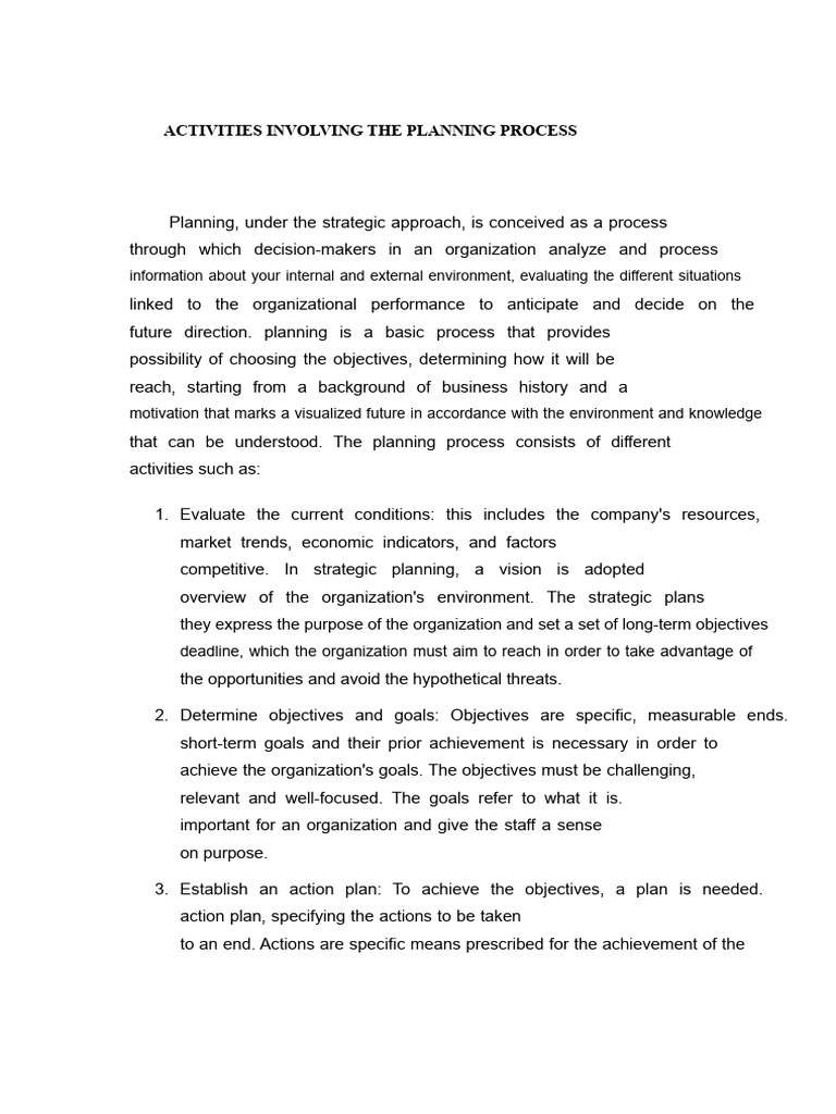 Planning Process Activities Explained | PDF | Goal