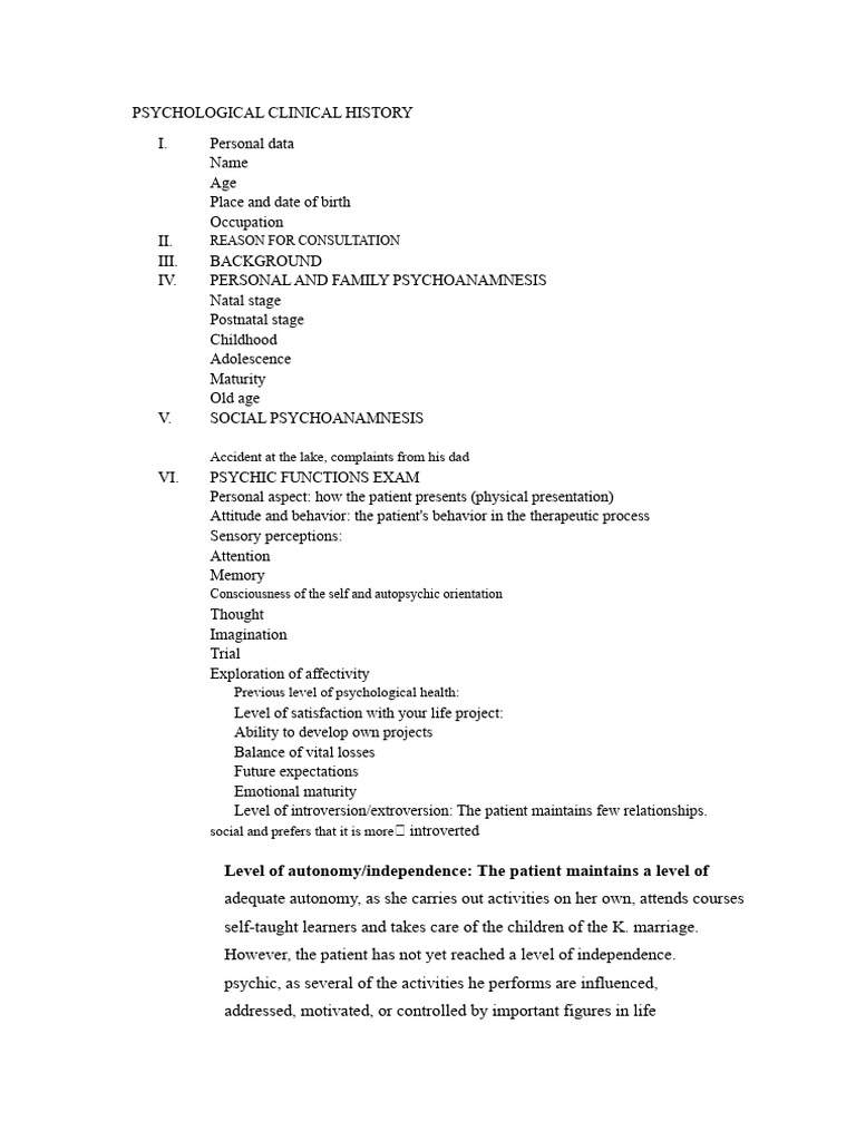 Humanistic Clinical History | PDF | Extraversion And Introversion ...