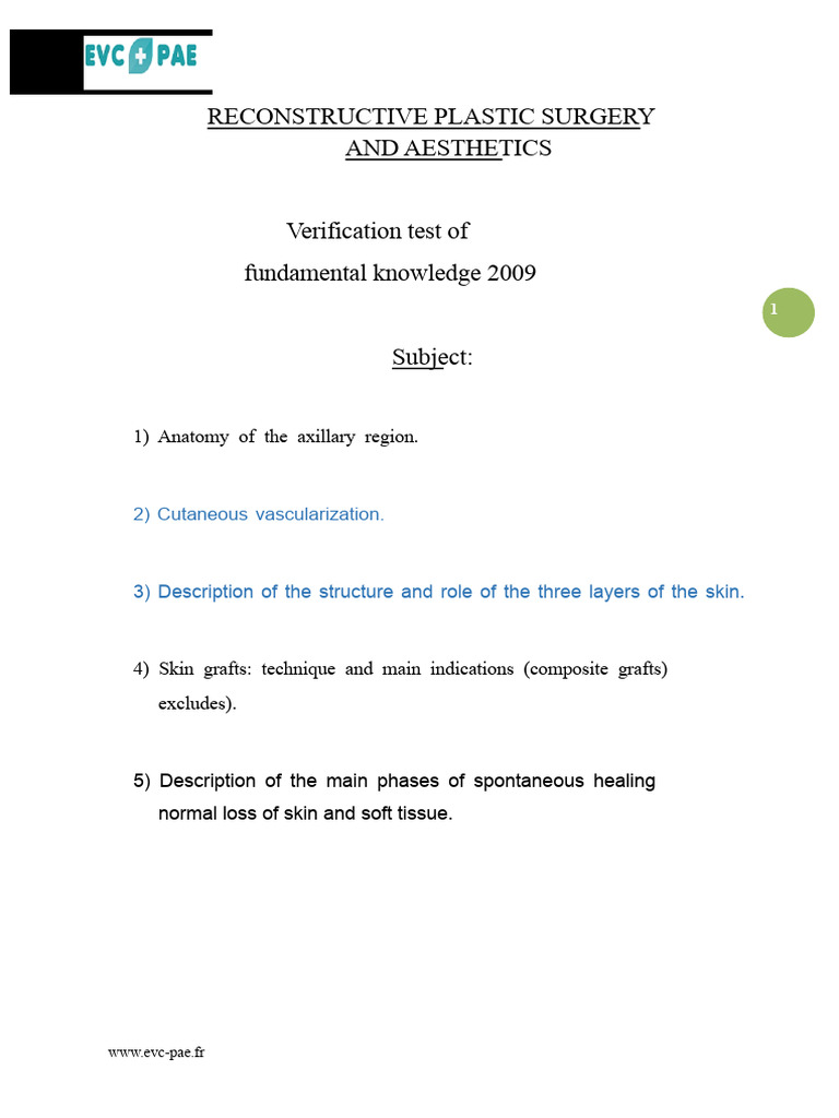 Reconstructive and Aesthetic Plastic Surgery EVCF | PDF | Plastic ...