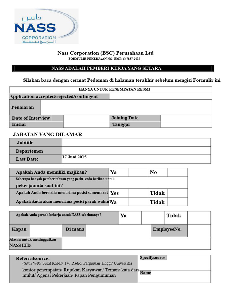 Formulir E NASS | PDF