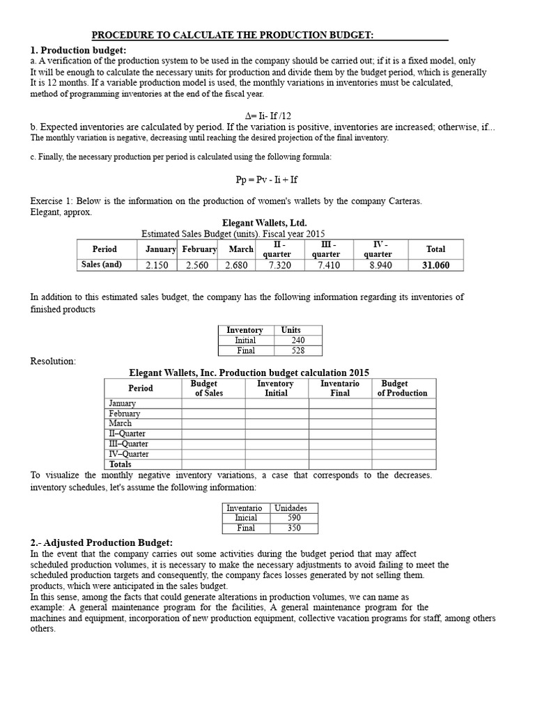 Production Budget Calculation Guide | PDF | Labour Economics | Budget