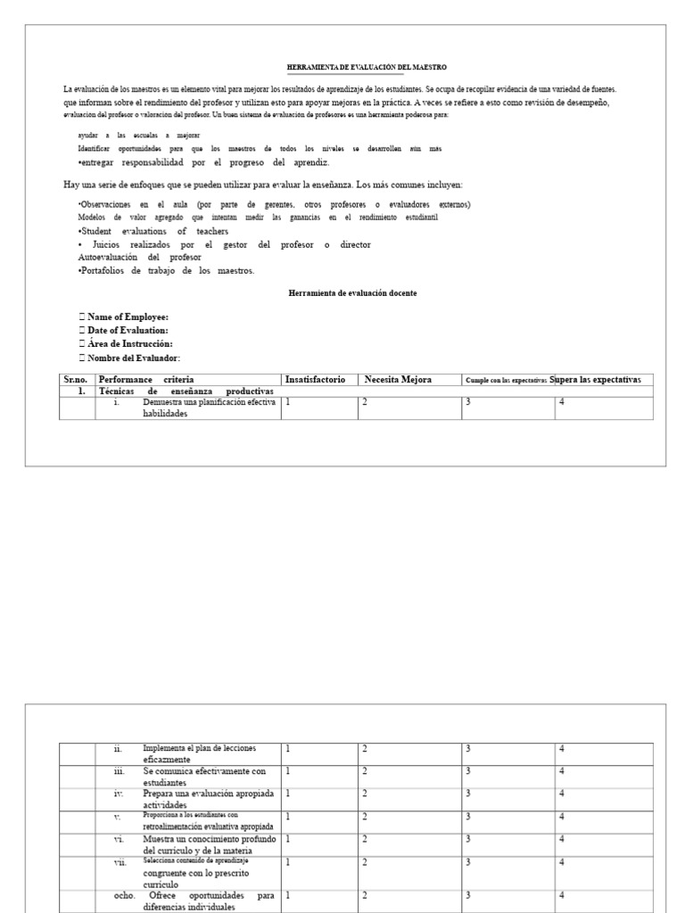 Herramienta de Evaluación Del Profesor | PDF | Evaluación | Maestros