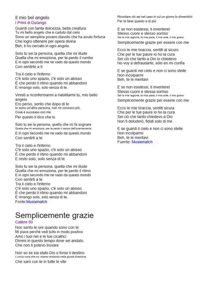 Il Mio Bel Angelo | PDF