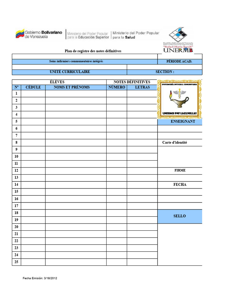 Registre des notes en soins infirmiers | PDF