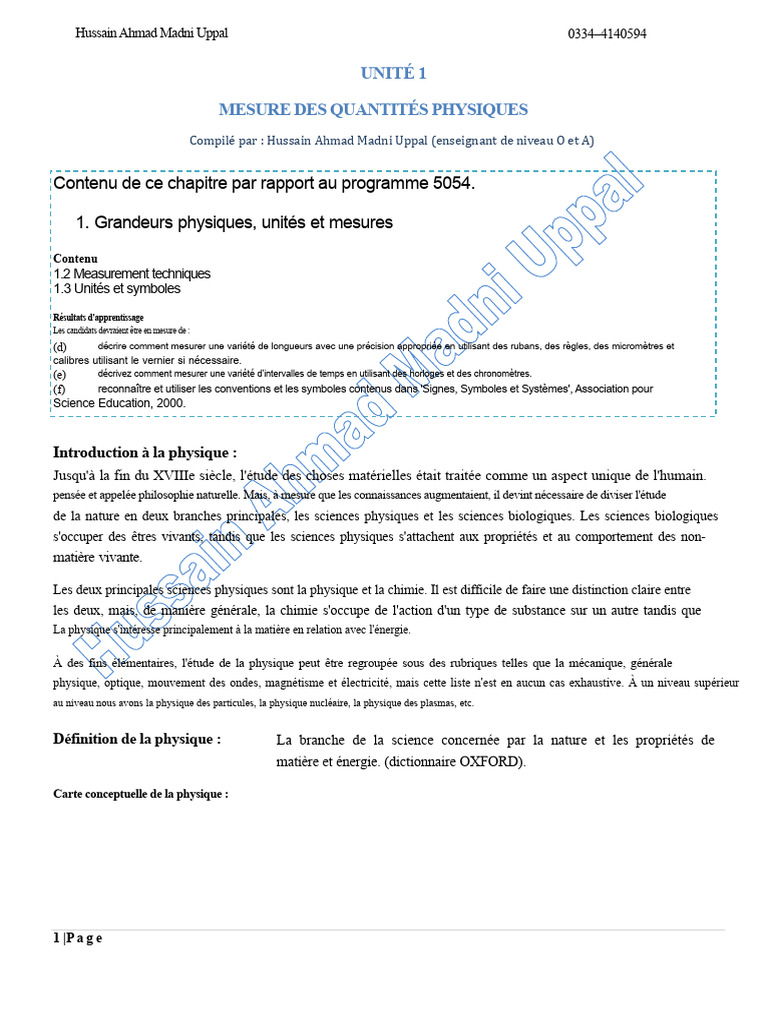 Mesure des quantités physiques en physique | PDF | Physique | Système ...