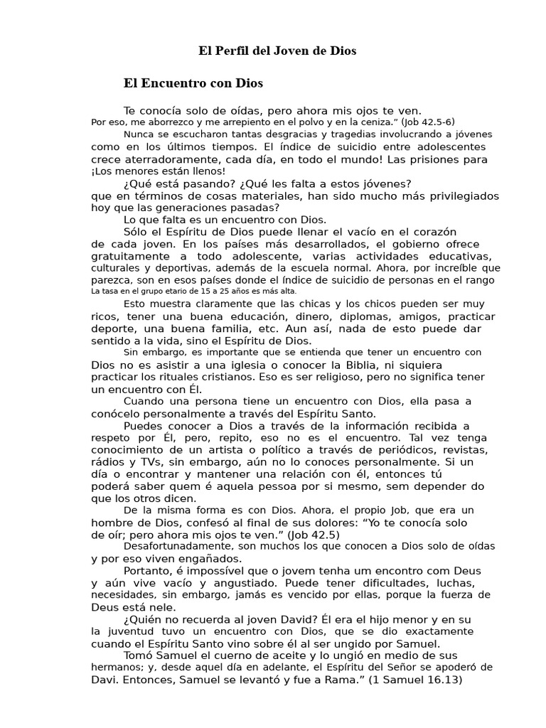 El Perfil Del Joven de Dios p1 | PDF | Cristo (título) | espíritu Santo